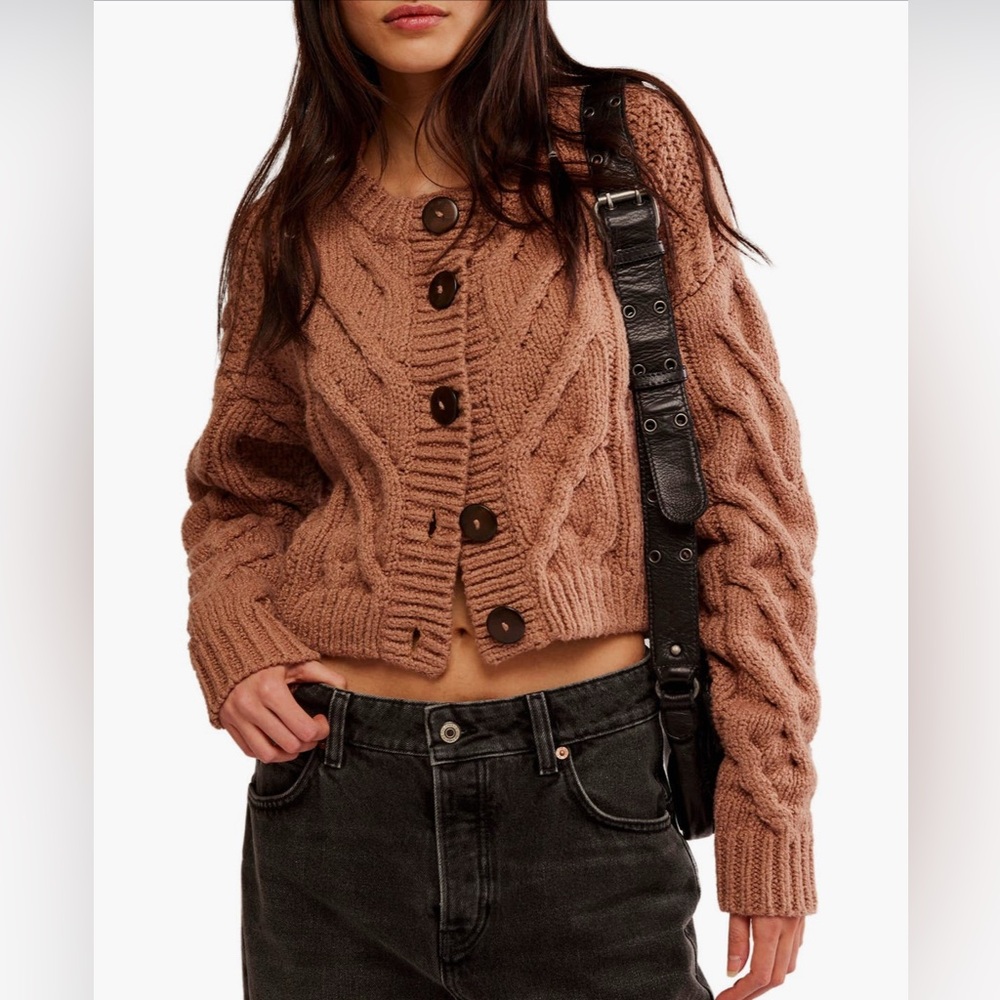 Free People Bonfire Cable Knit Cardigan